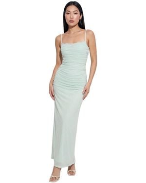 MissPap Premium Tulle Lace Trim Maxi Dress - White