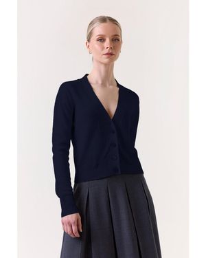 1982 100% Cashmere Cropped Cardigan - Blue