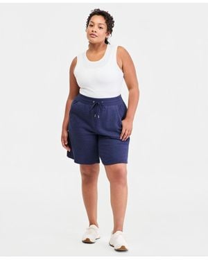 ID Ideology Plus Size Cotton-blend Pull-on Bermuda Shorts - Blue
