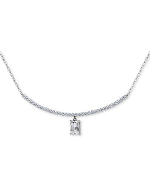 Giani Bernini Cubic Zirconia Curved Bar Baguette Pendant Necklace - Metallic