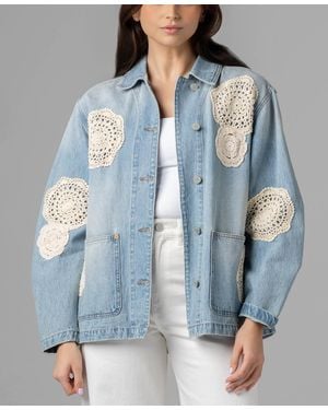 Blank NYC Crochet Doily Chore Jacket - Blue