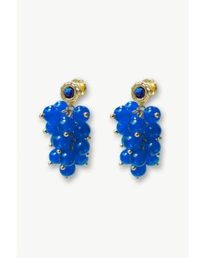 Classicharms Tia Cascade Cluster Chalcedony Bead Drop Earrings - Blue