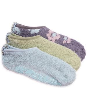 Muk Luks 3 Pair Pack Low Cut Cozy Footie Socks - Blue
