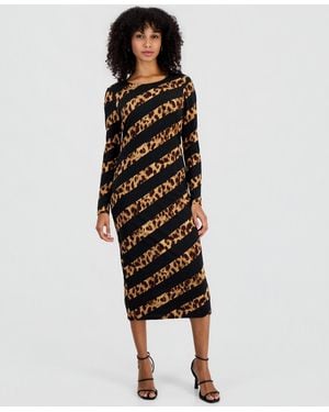 Sam Edelman Print Long-sleeve Midi Dress - Black