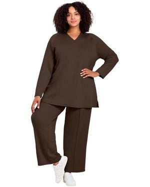 Avenue V-neck Tunic Top - Brown