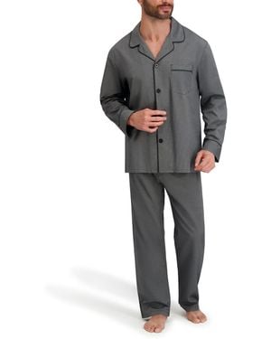 Hanes Woven Button Down Pajama Sleep Set - Gray