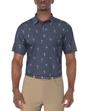 PGA TOUR Drink-print Short-sleeve Polo Shirt - Blue