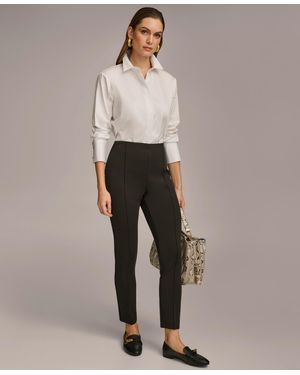 Donna Karan Petite Mid-rise Ankle-length Pants - Black
