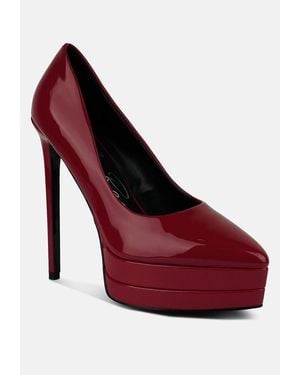 LONDON RAG Cuddles Patent Faux Leather Platform Stiletto Pumps - Red