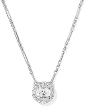 Kendra Scott Cubic Zirconia Silver-tone Rhodium Plated Over Brass Short Pendant Necklace - Metallic