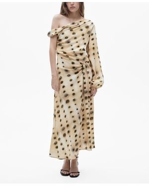 Mango Polka-dot Asymmetrical Dress - Metallic