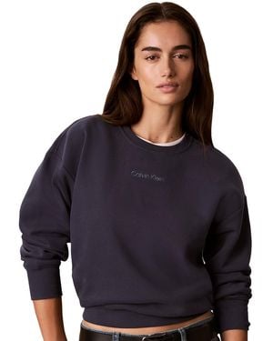 Calvin Klein Crewneck Long-sleeve Sweatshirt - Blue