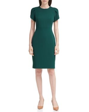 Calvin Klein Petite Tulip-sleeve Jewel Neck Sheath Dress - Green