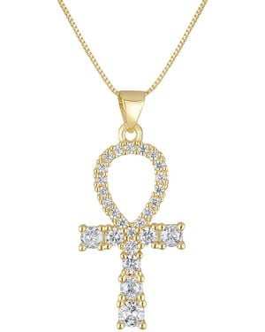 BEN ONI 18k -filled Cubic Zirconia Ankh 17-1/2" Pendant Necklace - Metallic