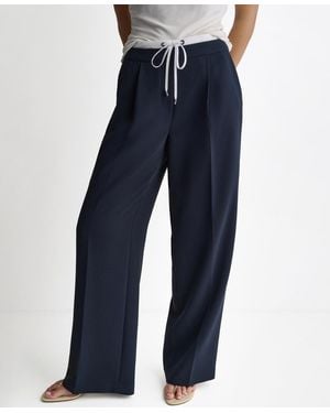 BCBGMAXAZRIA Wide-leg Contrast Waist Pleated Front Pants - Blue