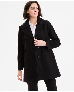 Anne Klein Single-breasted Notched-collar Peacoat - Black