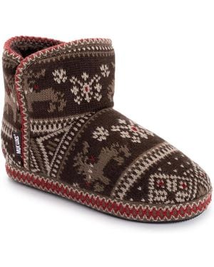 Muk Luks Leigh Bootie Slippers - Brown