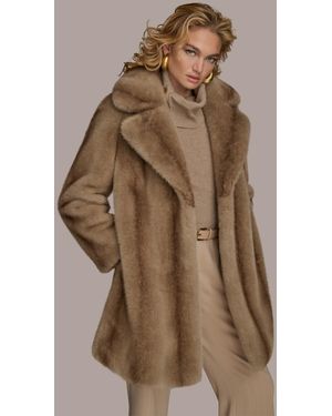Donna Karan Notched-collar Faux-fur Coat - Brown
