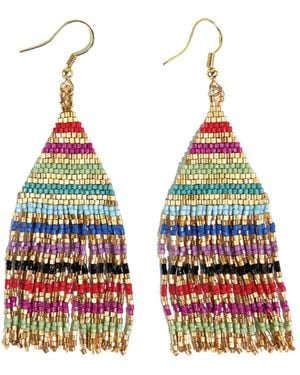INK+ALLOY Lexie Solid Beaded Fringe Earrings - Blue