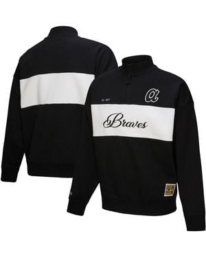 Mitchell & Ness Atlanta Braves Quarter-zip Pullover Top - Black