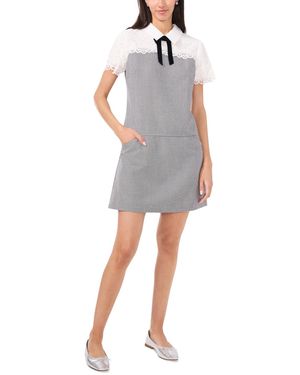 Cece Lace-trim Houndstooth Shift Dress - Gray