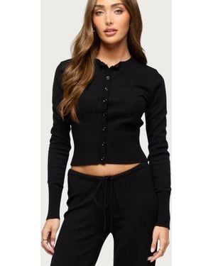 Edikted Montanna Rib Knit Cardigan - Black