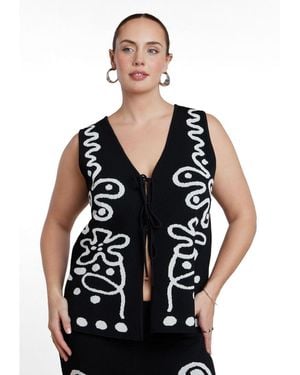 Eloquii Plus Size Intarsia Sweater Vest - Black