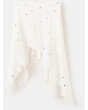 Mango Asymmetrical Sequined Skirt - White