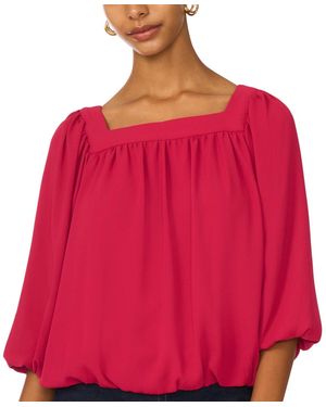 Vince Camuto Square Neck Bubble 3/4-sleeve Blouse - Red