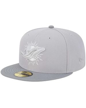 KTZ Gray/graphite Miami Dolphins Iron Cloud 59fifty Fitted Hat