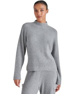 Steve Madden Willa Ribbed Mock Neck Sweater - Gray