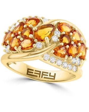 Effy Citrine And Diamond Ring (2-7/8 Ct. T.w. Citrine And 3/8 Ct. T.w. Diamond - Metallic