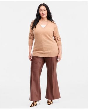 Charter Club Plus Size 100% Cashmere V-neck Sweater - Natural
