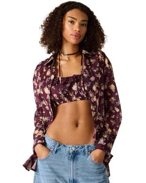 Steve Madden Bennete Collared Printed Top - Blue
