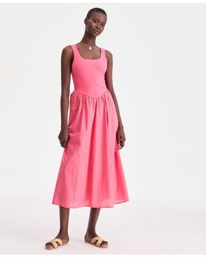 On 34th Scoop-neck Sleeveless Mixed Media Midi Dress - Pink