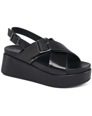 J/Slides Bin Leather Cross Strap Platform Sandal - Blue