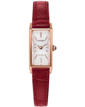 Citizen Fio Leather Strap Watch - Red