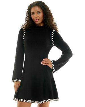 Invitee Fit & Flare Mock Neck Sweater Dress - Black