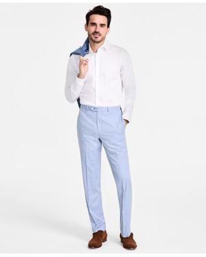 Michael Kors Classic-fit Sharkskin Dress Pants - Blue