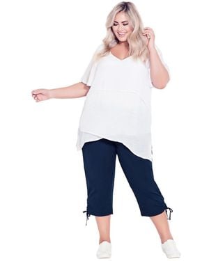 Avenue Plus Size Cotton Cinch Capri - Blue