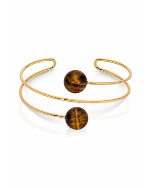 Ettika Summer Escape Tiger's Eye Cuff Bracelet - White