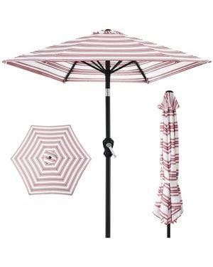 Best Choice Products 10ft Outdoor Steel Striped Market Patio Umbrella W/ Crank - Pink