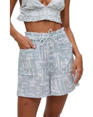 Raffya Sammie Paperbag Waist Warhol Print Shorts - Blue