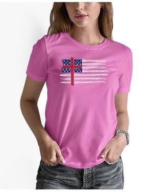 LA Pop Art One Nation Flag Word Art Pullover Top - Purple