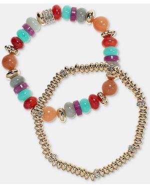 On 34th 2-pc. Set Beaded Stretch Bracelets - White