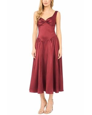 Parker Sweetheart Neckline Drop-waist Satin Midi Dress - Red