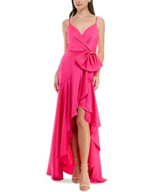 Taylor Cascading-ruffle High-low Surplice-neck Dress - Pink