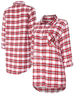 Concepts Sport Tampa Bay Buccaneers Sienna Plaid Full-button Long Sleeve Nightshirt - Red