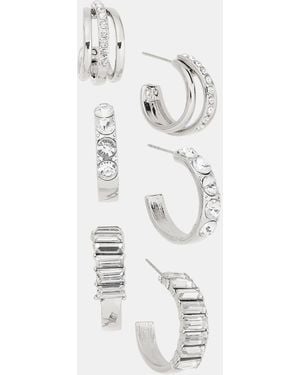 INC International Concepts Glass Stone Hoop Earrings - White