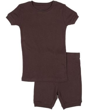 Leveret Toddler Matching Family Two Piece Cotton Short Sleeve Shirt And Shorts Pajamas - Brown